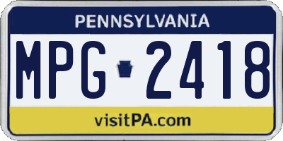 PA license plate MPG2418