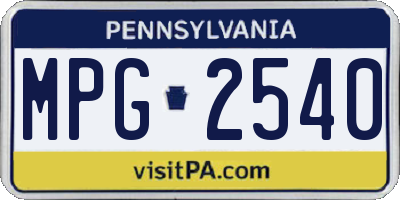 PA license plate MPG2540