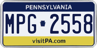 PA license plate MPG2558