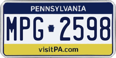 PA license plate MPG2598