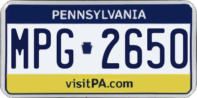 PA license plate MPG2650