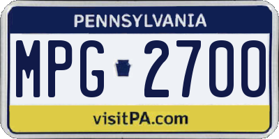 PA license plate MPG2700