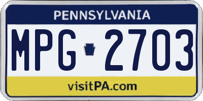 PA license plate MPG2703