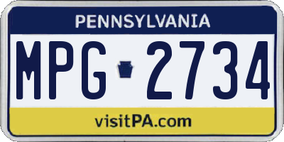 PA license plate MPG2734
