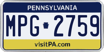 PA license plate MPG2759