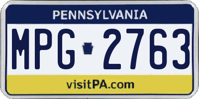 PA license plate MPG2763