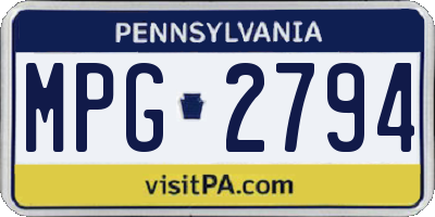 PA license plate MPG2794