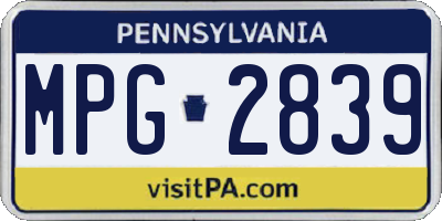 PA license plate MPG2839