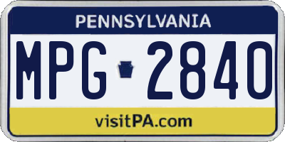 PA license plate MPG2840