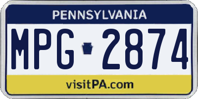 PA license plate MPG2874