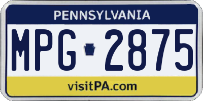 PA license plate MPG2875