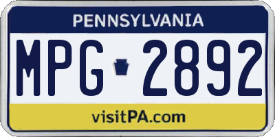 PA license plate MPG2892