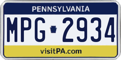 PA license plate MPG2934