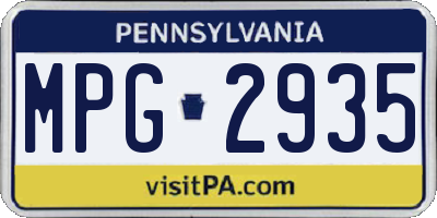 PA license plate MPG2935