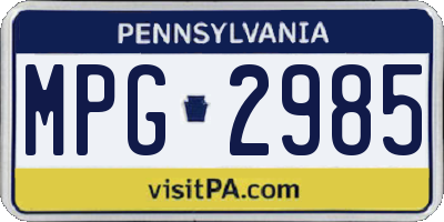 PA license plate MPG2985