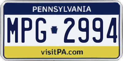 PA license plate MPG2994