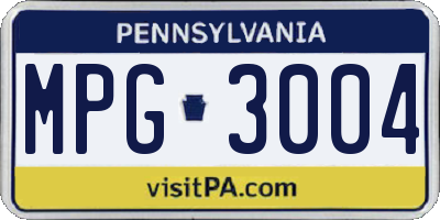 PA license plate MPG3004