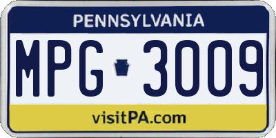 PA license plate MPG3009
