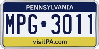 PA license plate MPG3011