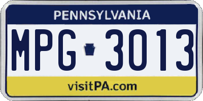 PA license plate MPG3013