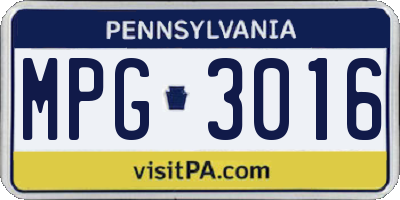 PA license plate MPG3016