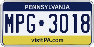 PA license plate MPG3018