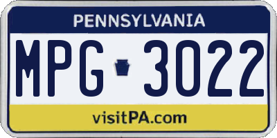 PA license plate MPG3022