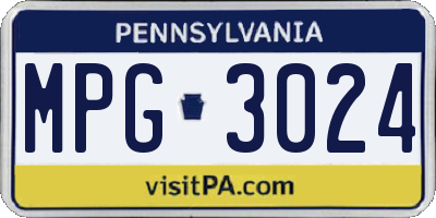 PA license plate MPG3024