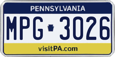 PA license plate MPG3026