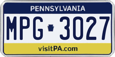 PA license plate MPG3027