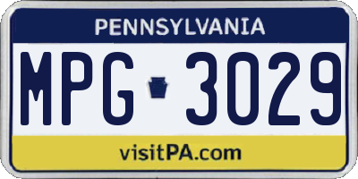 PA license plate MPG3029