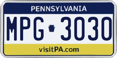 PA license plate MPG3030