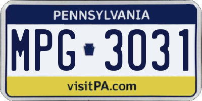 PA license plate MPG3031