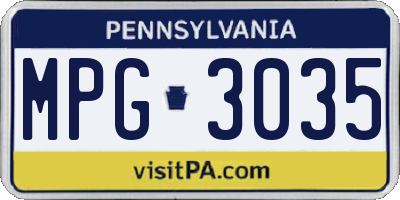 PA license plate MPG3035