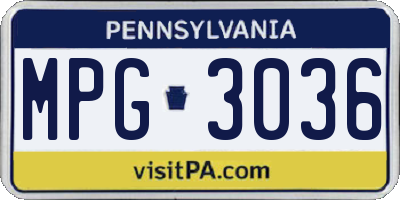 PA license plate MPG3036