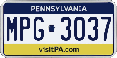 PA license plate MPG3037
