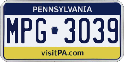 PA license plate MPG3039