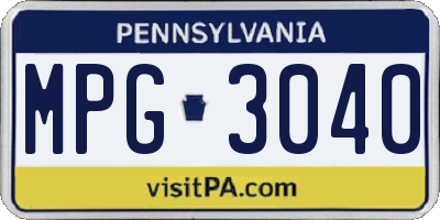 PA license plate MPG3040