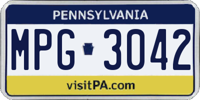 PA license plate MPG3042