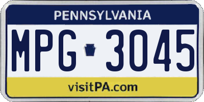 PA license plate MPG3045