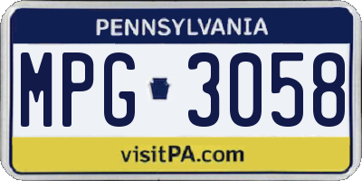 PA license plate MPG3058