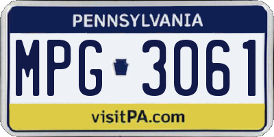 PA license plate MPG3061