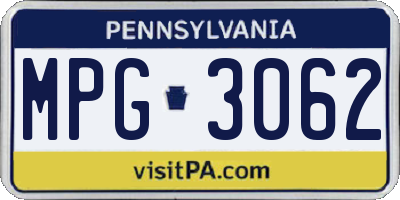PA license plate MPG3062