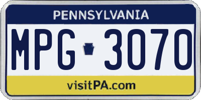 PA license plate MPG3070