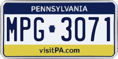 PA license plate MPG3071