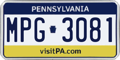 PA license plate MPG3081