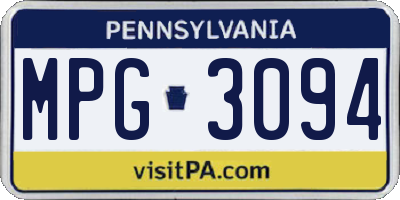 PA license plate MPG3094