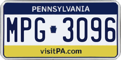 PA license plate MPG3096