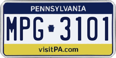 PA license plate MPG3101