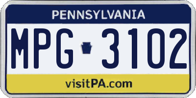 PA license plate MPG3102